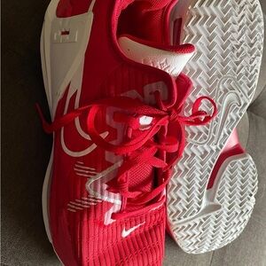 LeBron Witness 6 Nike Red and White Athletic Shoes for Basketball